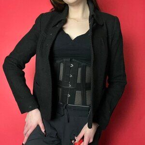 Thick heavy wool blazer jacket with dark silver  hardware​​​​​​​​​​​